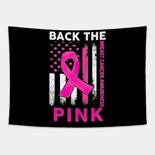 Back The  Breast Cancer Awareness American Flag Tapestry