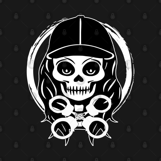 Security Skull and Crossed Handcuffs White Logo by Nuletto