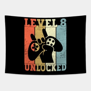 Level 8 Unlocked Video Gamer 8 Years Old 8th Birthday Level Unlocked Tapestry