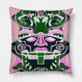 olmec totem in pink sentinel ecopop tower Pillow