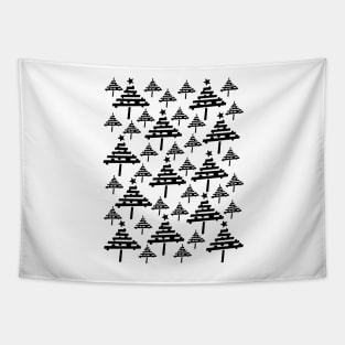 Black and White Christmas Tree Pattern Tapestry