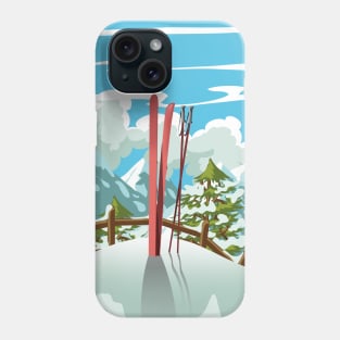 Cartoon ski landscape Phone Case