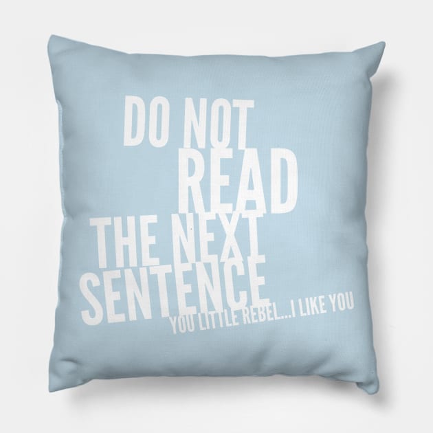 DO NOT READ THE NEXT SENTENCE YOU LITTLE REBEL....I LIKE YOU Pillow by skstring