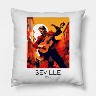 A Pop Art Travel Print of Seville - Spain Pillow