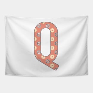 MONOGRAM LETTER Q PINK FLORAL TYPOGRAPHY DESIGN Tapestry