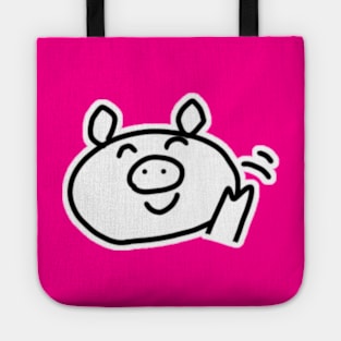 Waving Boo the kawaii pig. Tote