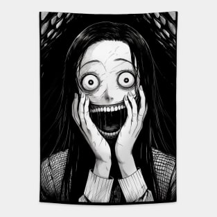 Creepy manga girl horror frightening Tapestry