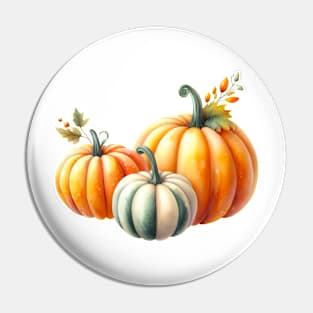 Watercolor Pumpkin Trio - Autumn Design - Fall Painting Pin