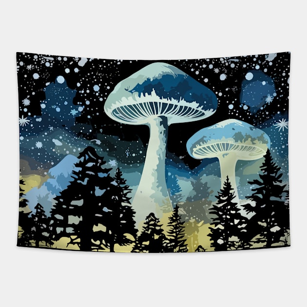 Starry Night Magic Mushroom Tapestry by MushMagicWear