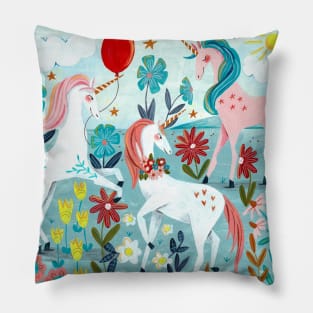 Unicorns landscape Pillow