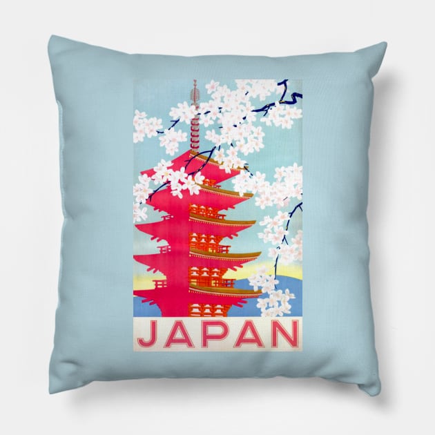 Vintage Travel Poster - Japan Pillow by Starbase79