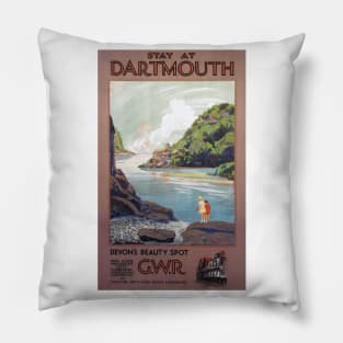 Dartmouth, Devon - GWR - Vintage Railway Travel Poster - 1930s Pillow