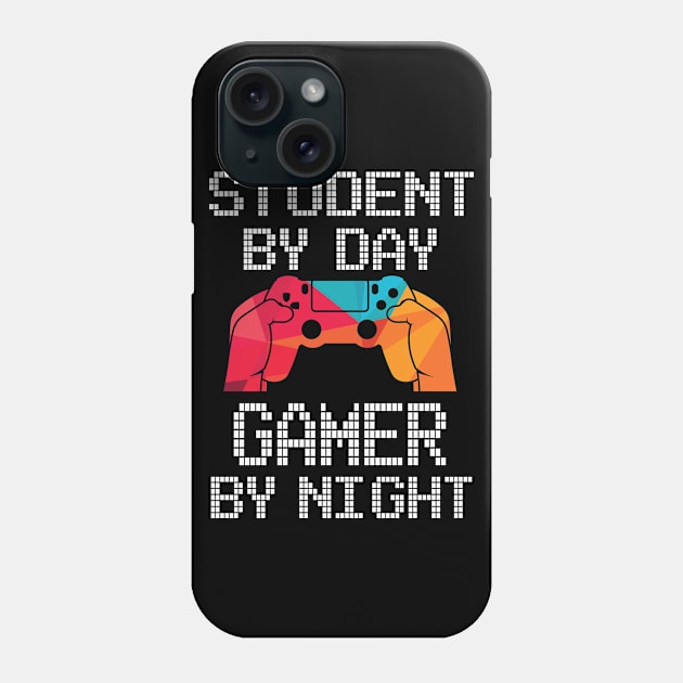 Student by Day Gamer by Night | Online Gamer T-Shirt Gift Phone Case by MerchMadness