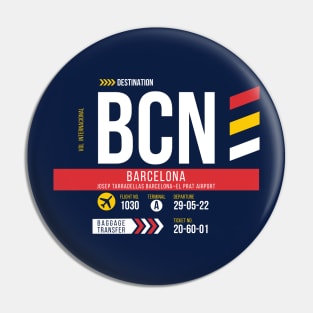 Vintage Barcelona BCN Airport Code Travel Day Retro Air Travel Pin