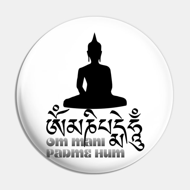 Tibetan Buddhist Mantra Om Mani Padme Hum with Buddha Pin by TammyWinandArt