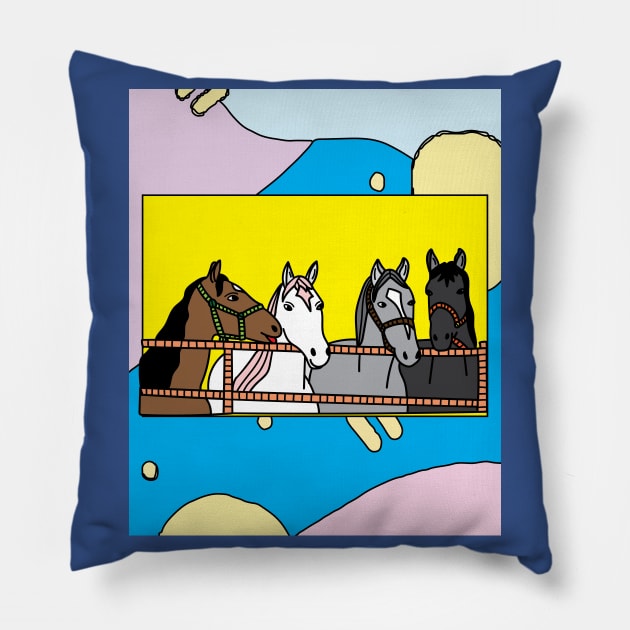 Horses Rider Pony Girl Pillow by flofin