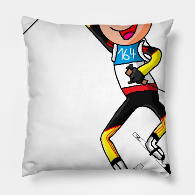 Biathlon girl Comic Pillow by WanipaMerch