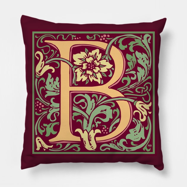 William Morris Vintage Letter B Pillow by MatchbookGraphics