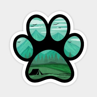 Camping Tent In A Dog Paw On Camping Magnet