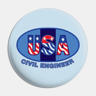 Patriotic Civil Engineer Pin