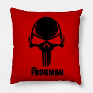 The Frogman (small logo - distressed) Pillow