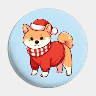 Cute Christmas Shiba Dog Pin