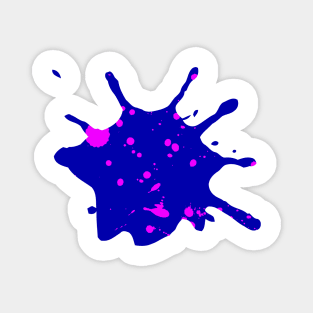 Midnight Blue and Neon Pink Paint Splatter Magnet