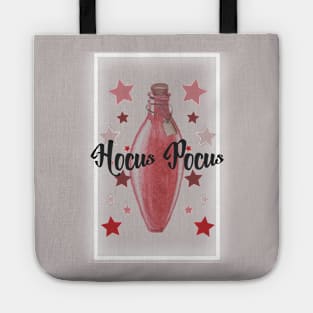 Hocus Pocus potion bottle with red stars Tote