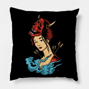 Mask Demon Red Haired Girl Pillow