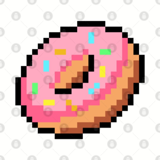 Perfectly Pixel Art Pastry Iced Donut with Sprinkles by Contentarama