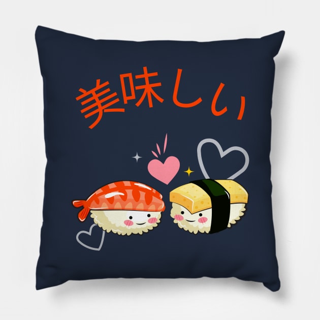 Delicious Sushi v1 Pillow by CLPDesignLab