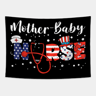 Mother Baby Nurse Usa Flag Stethoscope Nurse 4Th Of July Tapestry