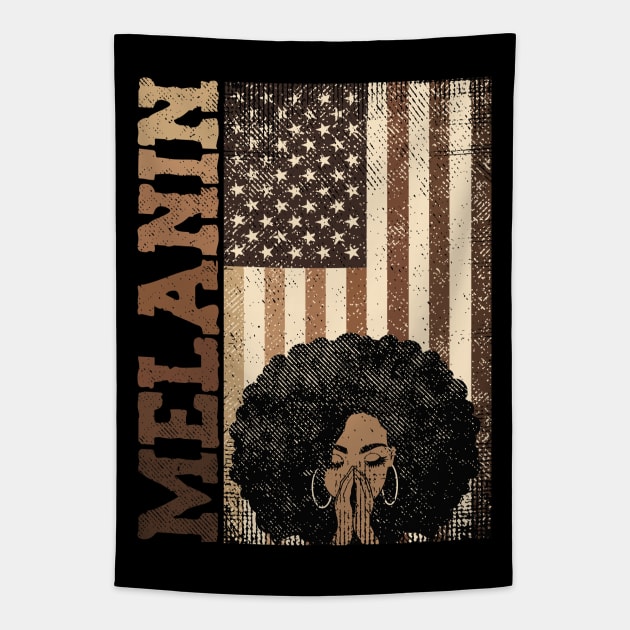 Melanin African American Flag Tapestry by Etopix