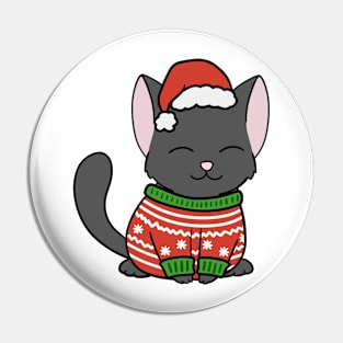 Christmas Sweater Black Cat Pin