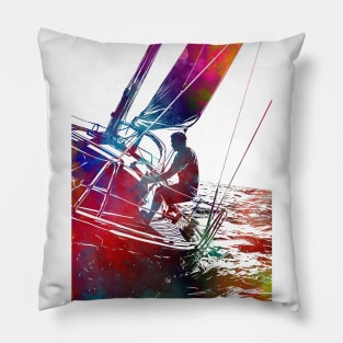 Yacht racing sport art #yachting Pillow