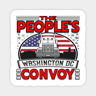 PEOPLES CONVOY US FLAG WASHINGTON DC 2022 RED BLACK WASHINGTON DC SKYLINE IN BACKGROUND Magnet