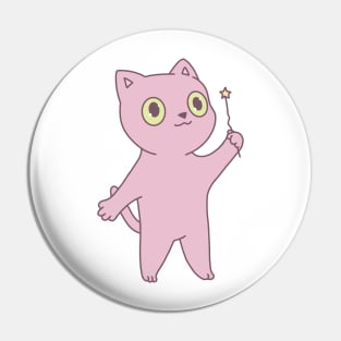 Cute pink cat illustration magic wand Pin