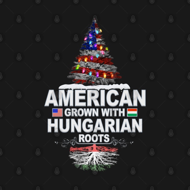 Christmas Tree  American Grown With Hungarian Roots - Gift for Hungarian From Hungary by Country Flags