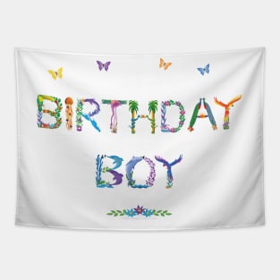 Birthday Boy - Tropical Word Art Tapestry
