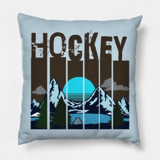 Hockey on Wood Pillow