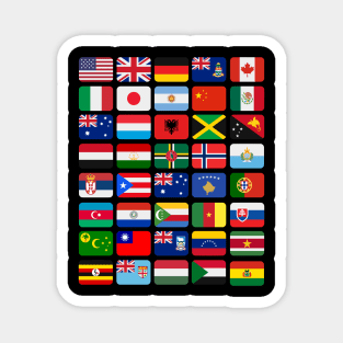 International Flags 40 World Countries Colorful Illustrations Magnet