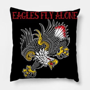 Eagles Fly Alone Traditional Old School Tattoo Pillow