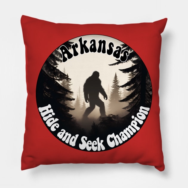 Arkansas Hide and Seek Champion - Bigfoot Design Pillow by Arkansas Shop