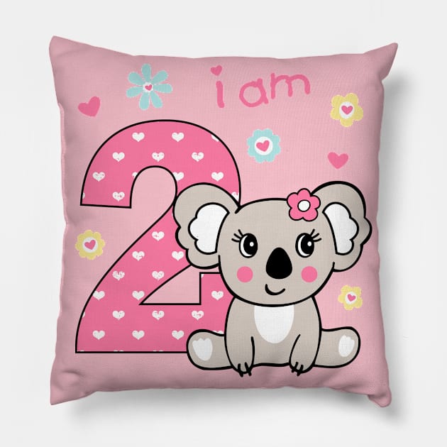 2. birthday - cute koala for birthday girls Pillow by FloraLi