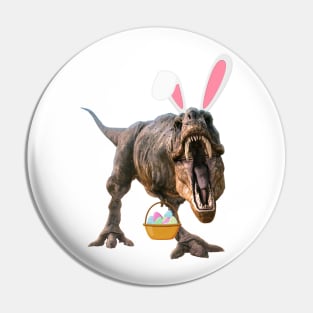 Easter T Rex with bunny ears and easter basket Pin