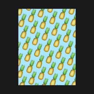 Summer Pineapples Pattern | Blue Background T-Shirt