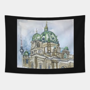 Berlin Cathedral Watercolor Tapestry
