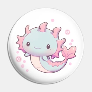 Pink and Blue Pastel Axolotl Cute Pin