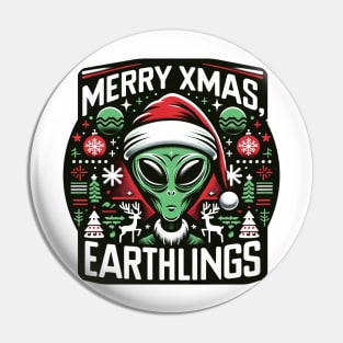 Extraterrestrial Christmas: Festive Greetings Pin