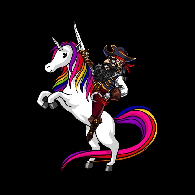 Pirate Captin Riding Magical Unicorn Funny by underheaven